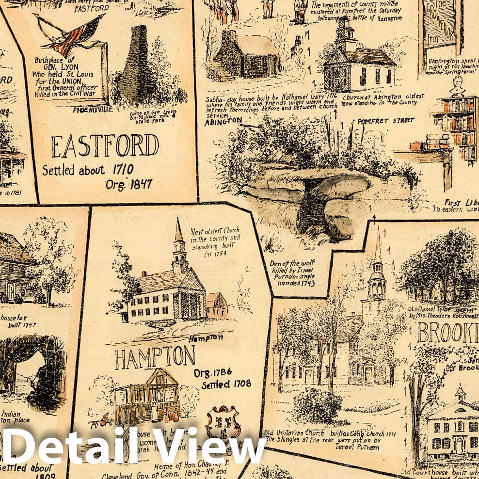 Windham County, Connecticut - Pictorial Map, 1934