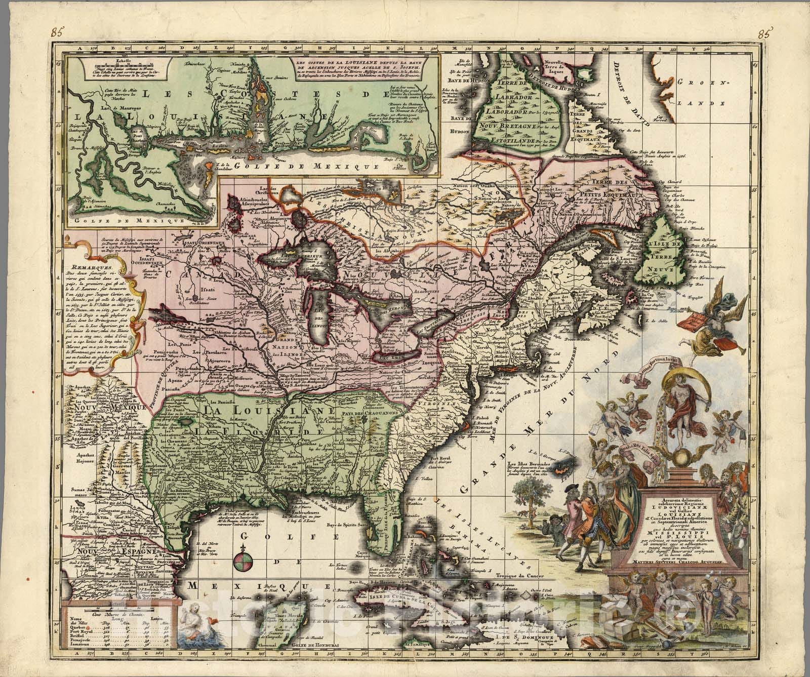Louisiana, Mississippi, Canada, and Florida - Nautical Chart, 1720