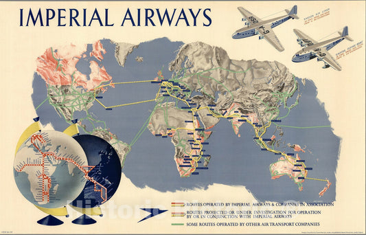 Historic Map : Imperial Airways [Map of The World]. IA/P/191 20m 5/37 - Vintage Wall Art