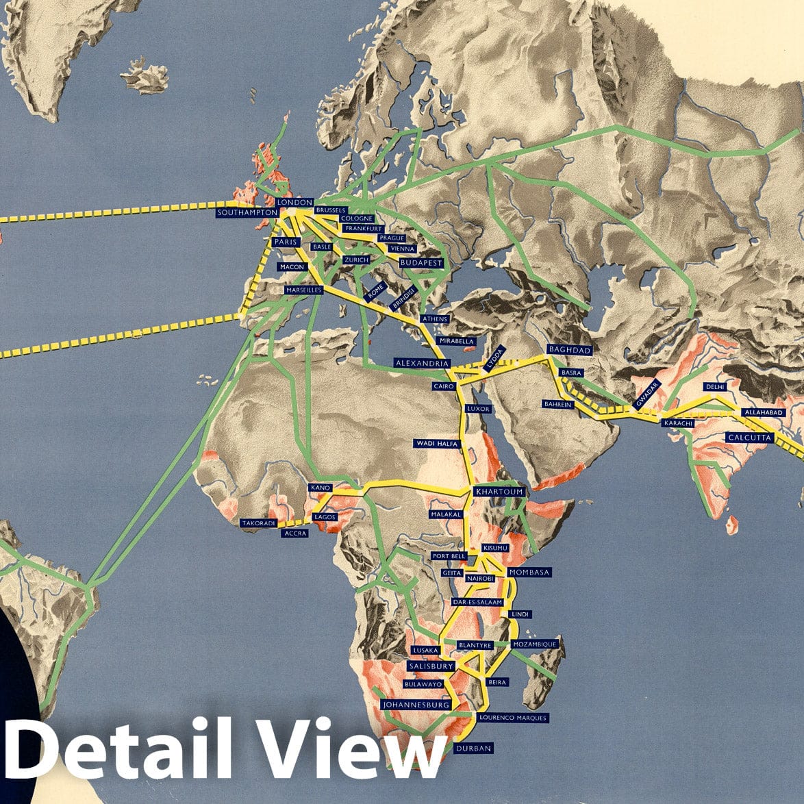 Imperial Airways - World Airline Routes, 1937 - Historical Map Print