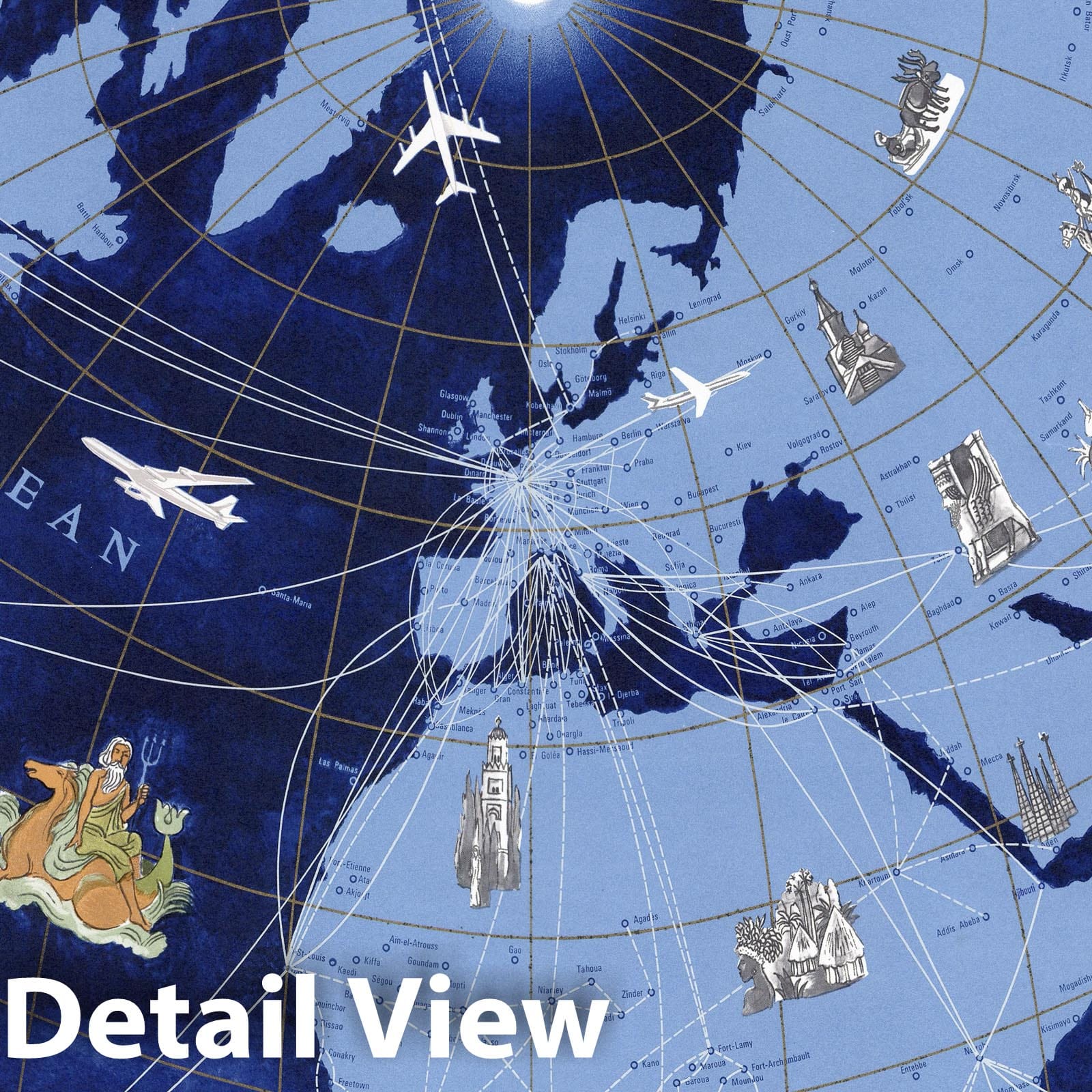 Air France - World Airline Routes, 1962 - Historical Map Print
