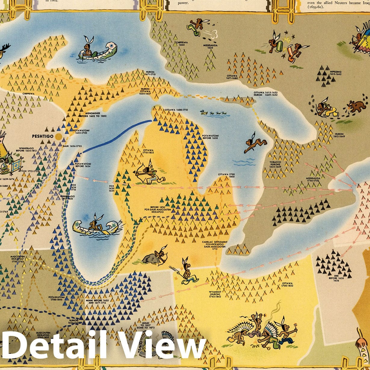 Great Lakes Region - Pictorial Map, 1942 - Historical Map Print