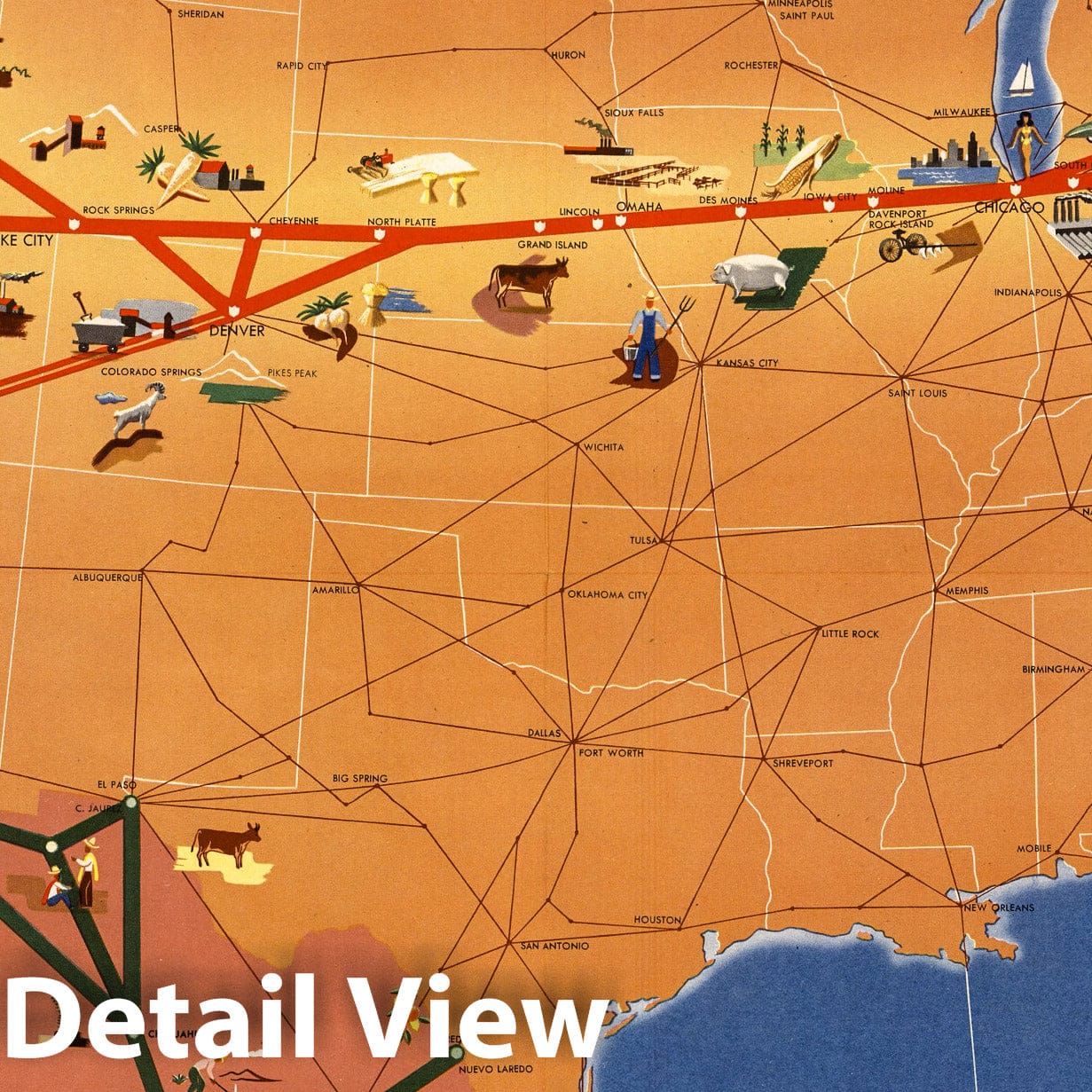 United Air Lines - World Airline Routes, 1940 - Historical Map Print