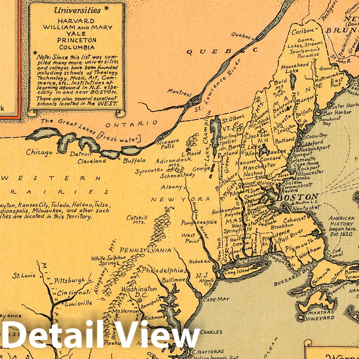 United States - Satirical Map, 1930 - Historical Map Print