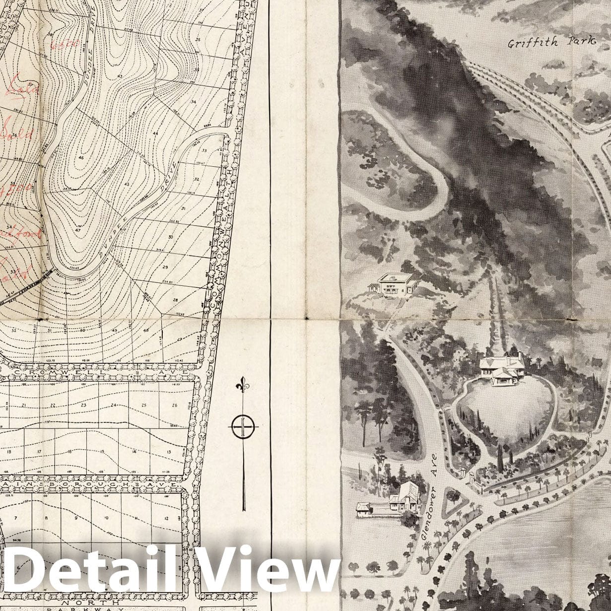 Hillhurst Park - Pictorial Map, 1925 - Los Angeles Historical Map Print