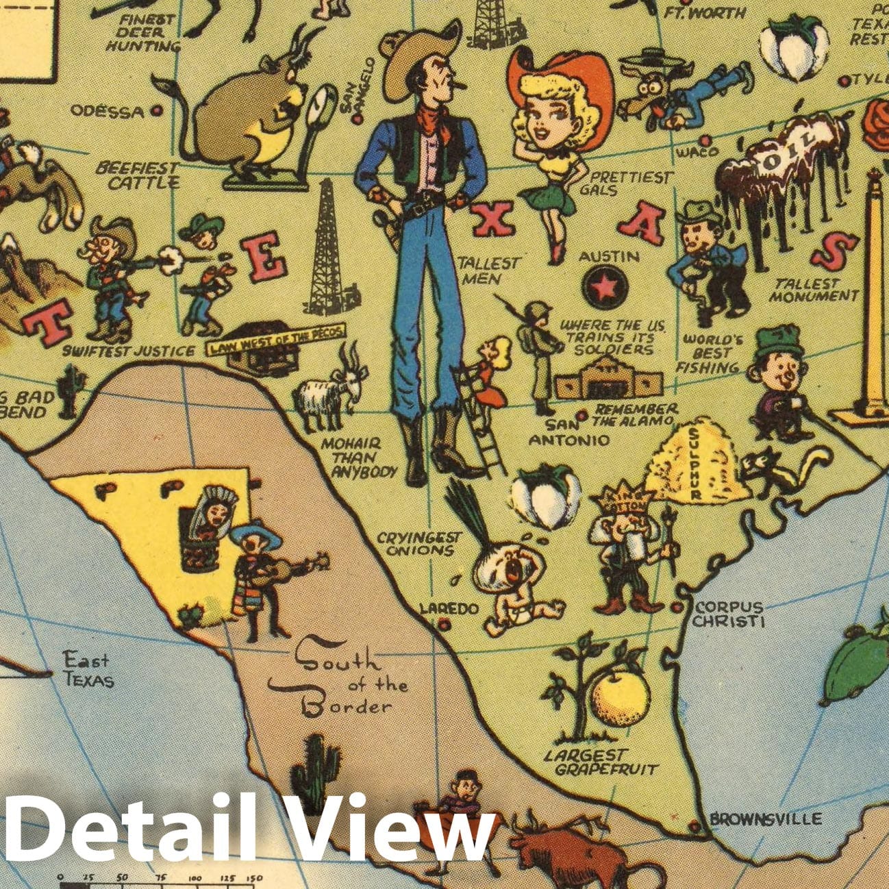 Texas - Pictorial Map, 1951 - Historical Map Print