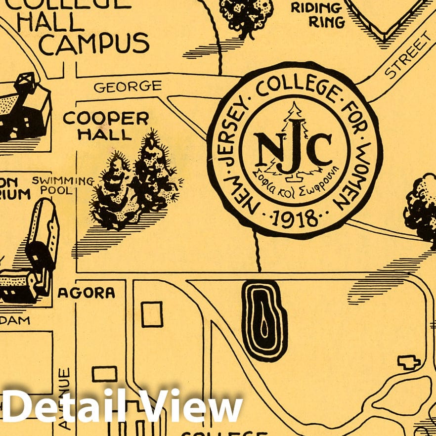 New Jersey College for Women Campus, New Brunswick - Pictorial Map, 1939
