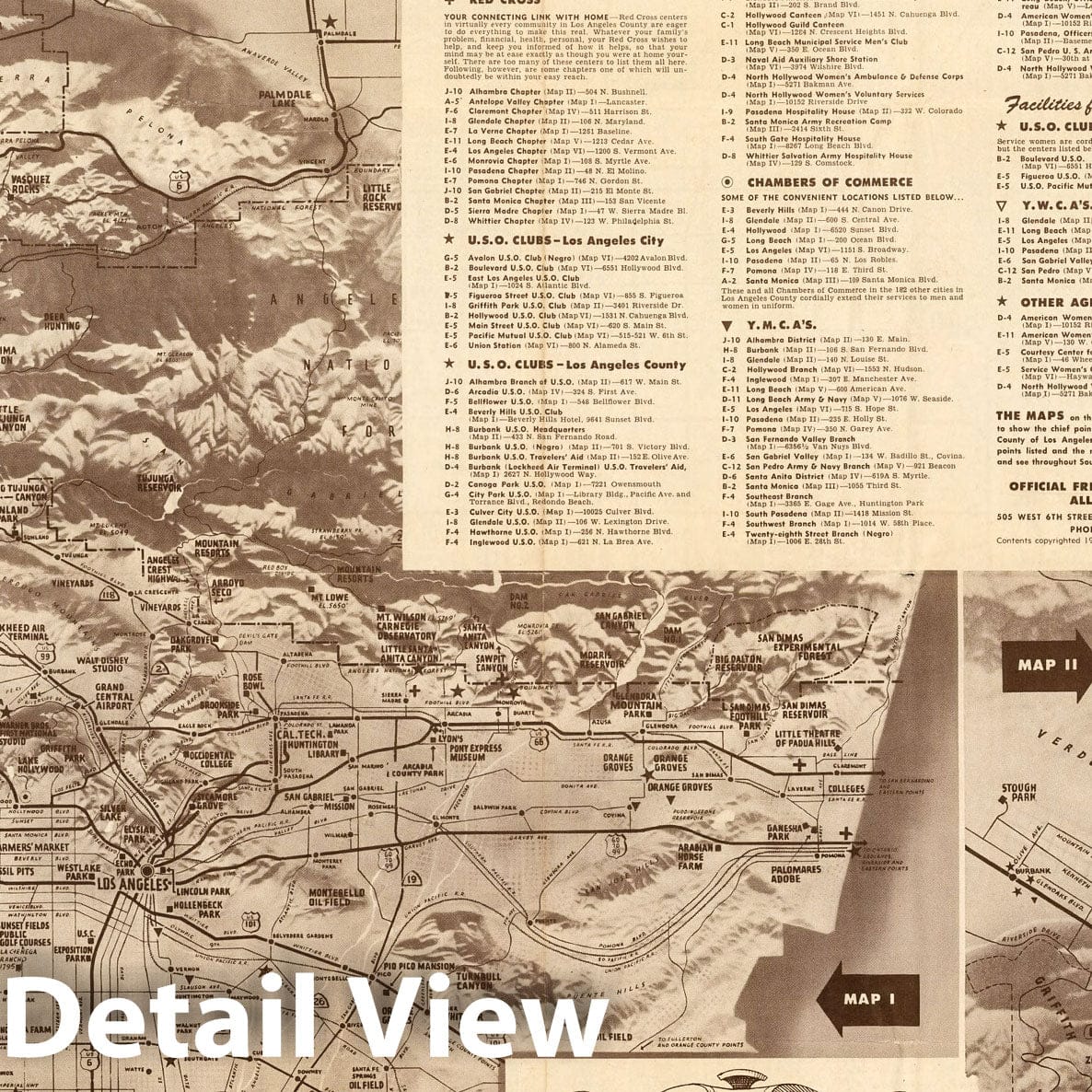 Los Angeles City and County - Pictorial Map, 1944