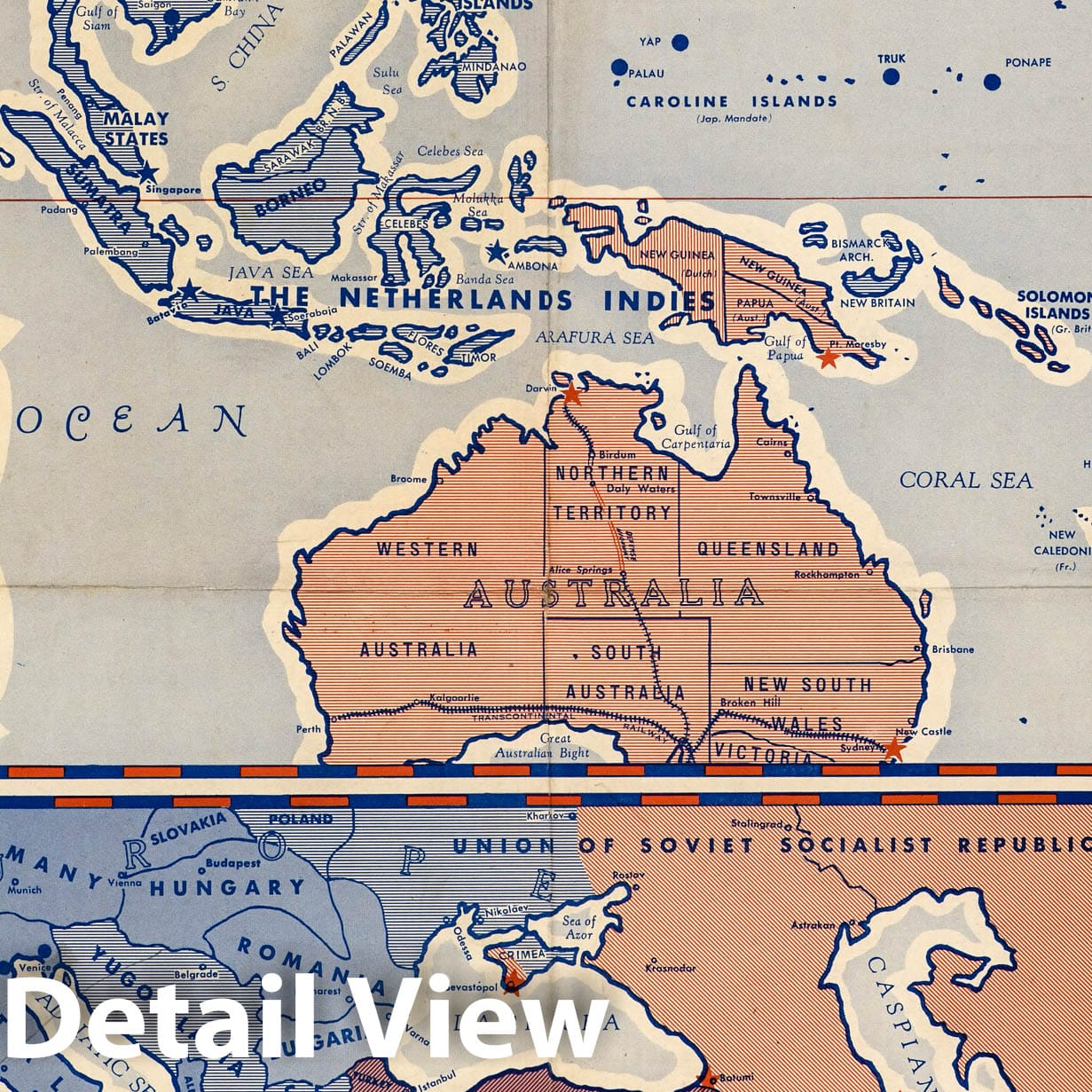 World War II: Pacific, Far East, Mediterranean - Pictorial Map, 1944