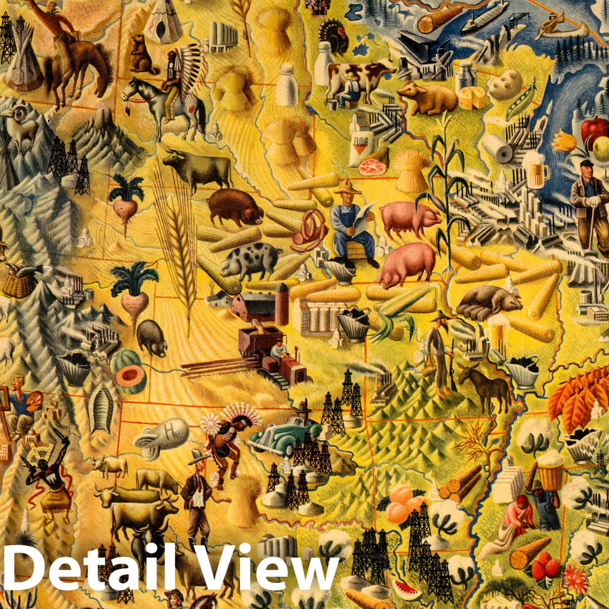 United States - Pictorial Map, 1942 - Historical Map Print