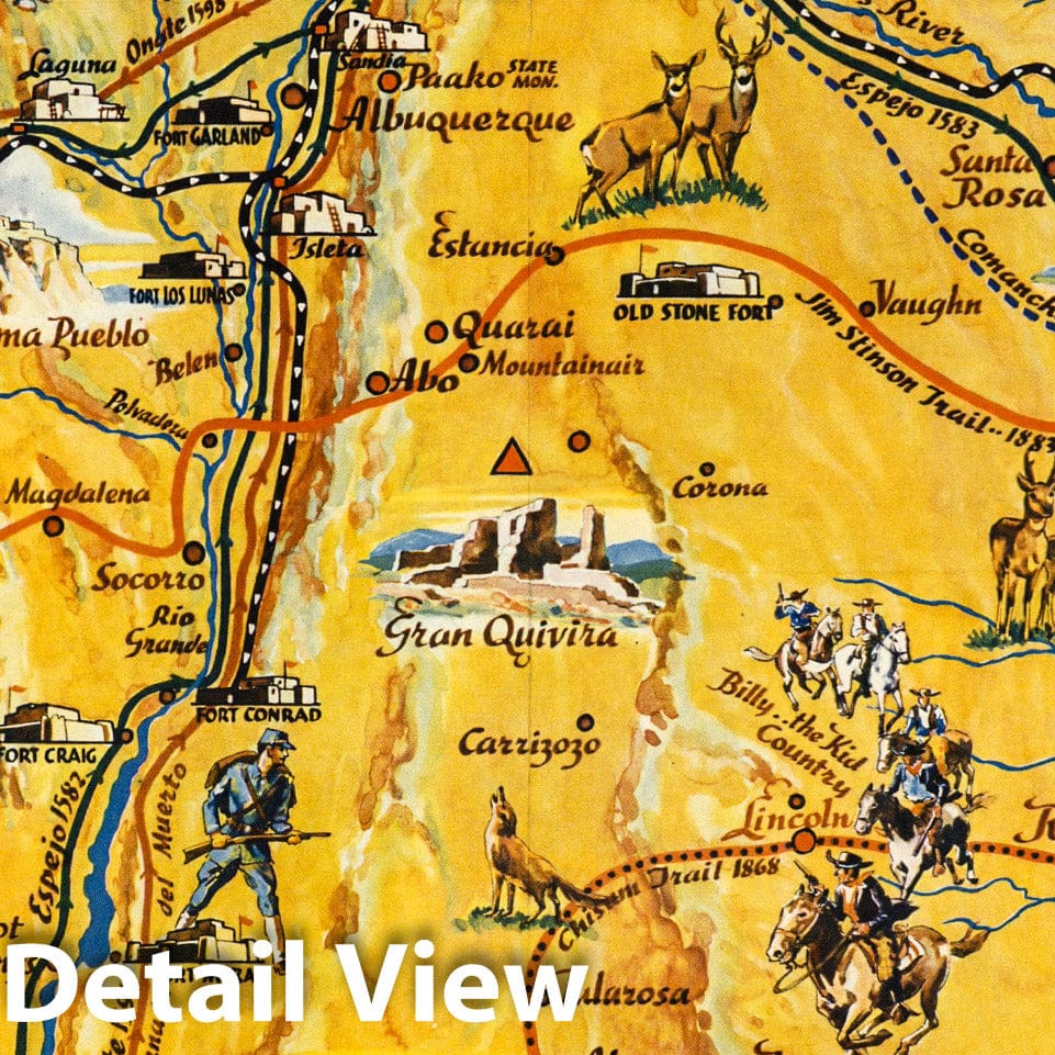New Mexico - Pictorial Map, 1940 - Historical Map Print