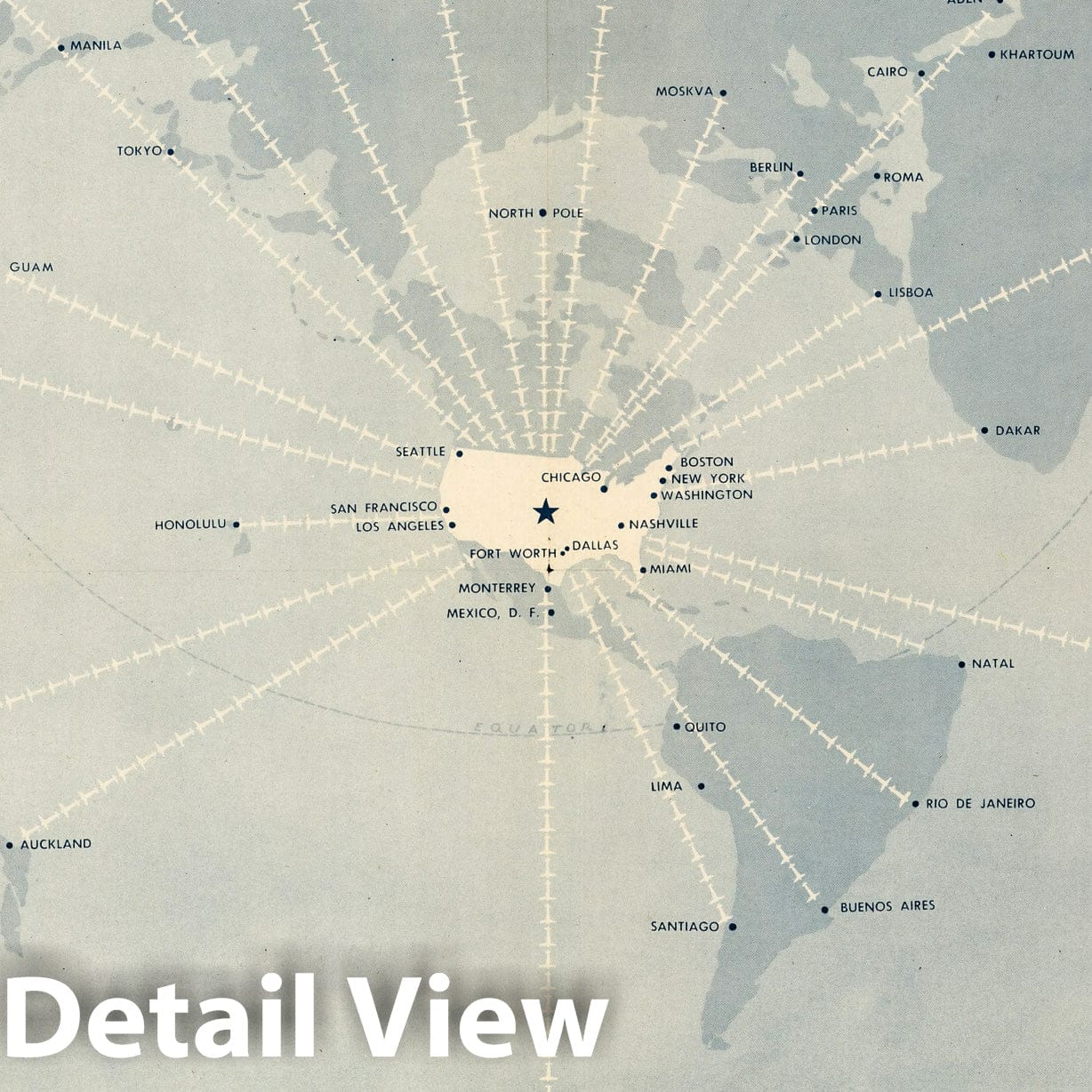 American Airlines - World Airline Routes, 1944 - Historical Map Print