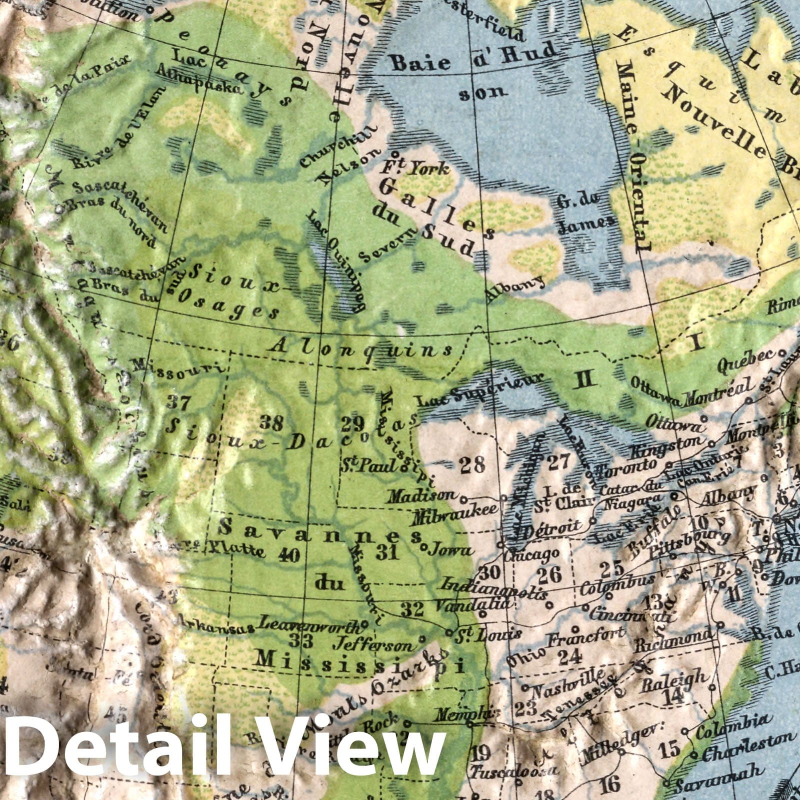 North and Central America - River Map, 1870 - Historical Map Print