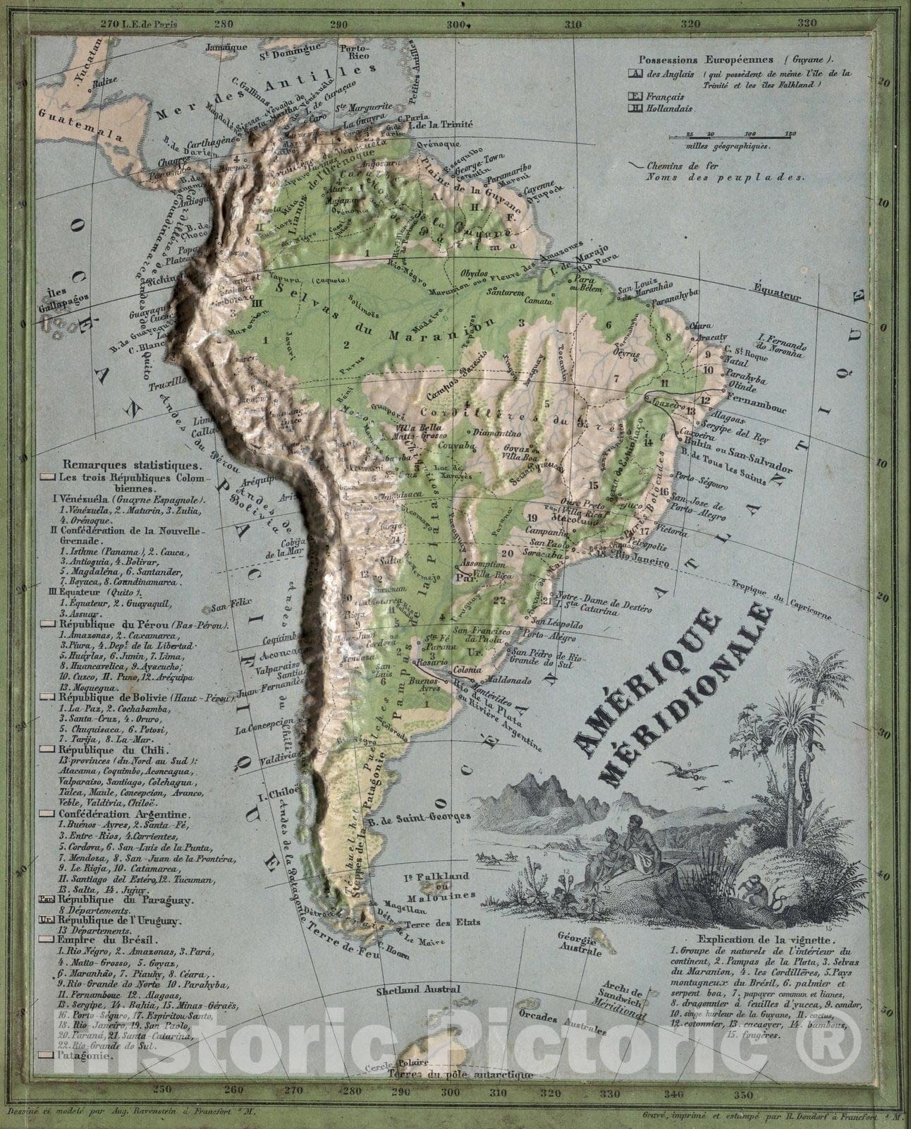 Historic Map : World Atlas Map, Amerique Meridionale 1865 v2 Vintage Wall Art