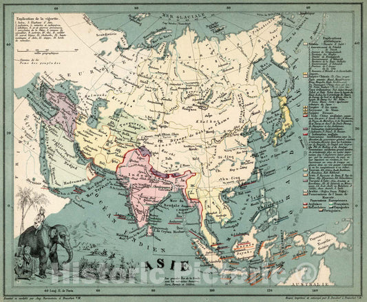Historic Map : World Atlas Map, Asie 1865 v1