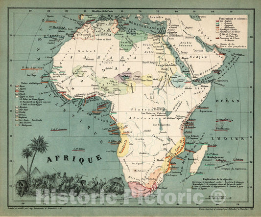 Historic Wall Map : World Atlas Map, Afrique 1865 v1