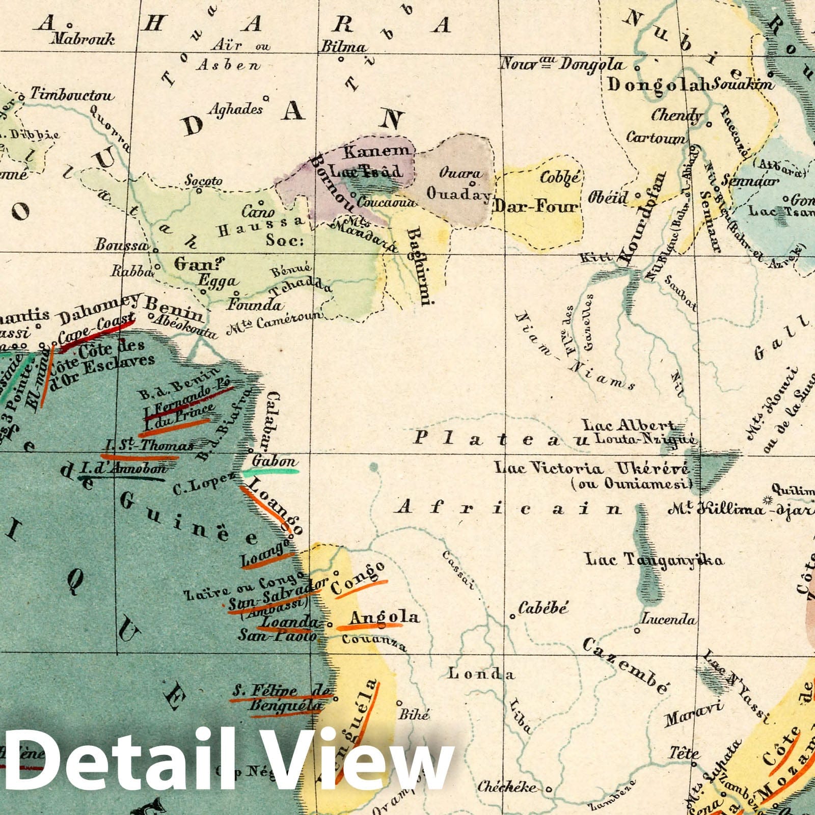 Africa - River Map, 1870 - Historical Map Print