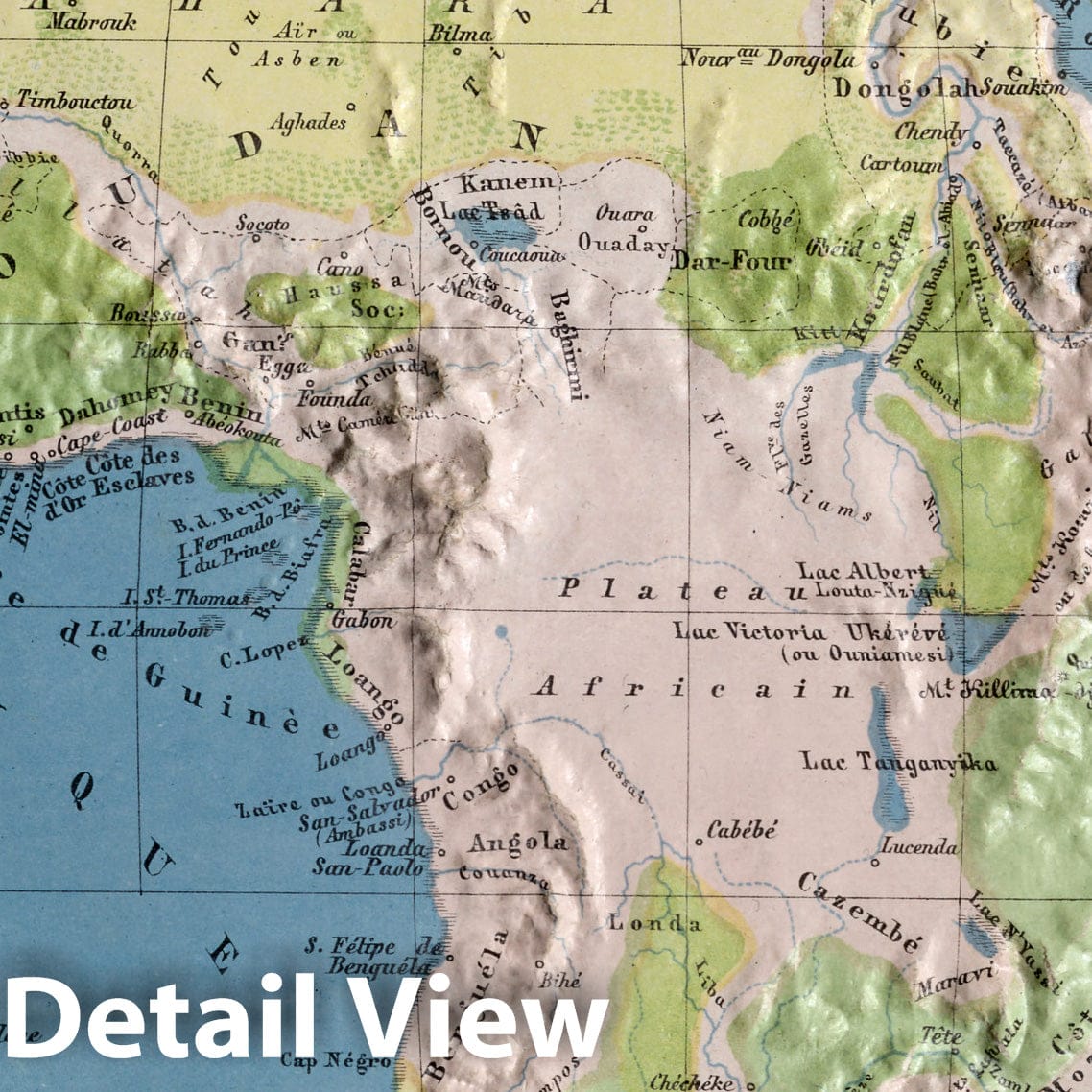 Africa - River Map, 1870 - Hand-Colored Historical Map Print