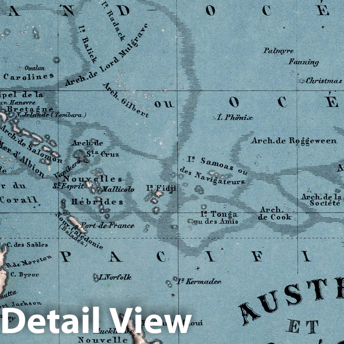 Australia and Oceania - River Map, 1870 - Hand-Colored Historical Map Print