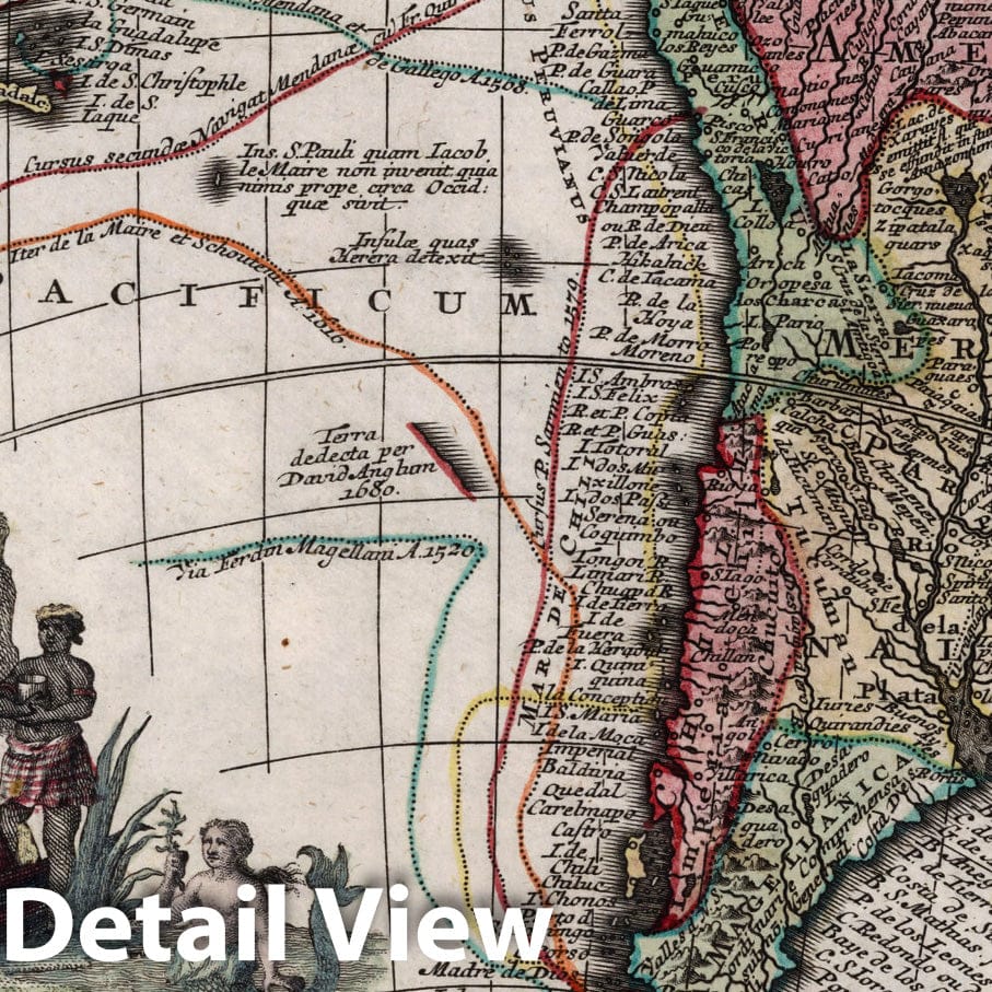 South America - Celestial Map, 1744 - Historical Map Print