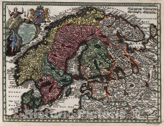 Historic Map : Sweden, ScandinaviaSynopsis Plagae, Septentrionalis sive Sueciae Daniae, et Norwegiae Regn 1744 , Vintage Wall Art