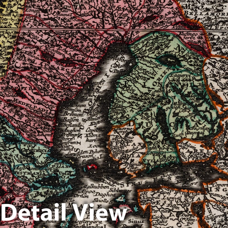 Northern Region, Sweden, Denmark, and Norway - Historical Map Print, 1744