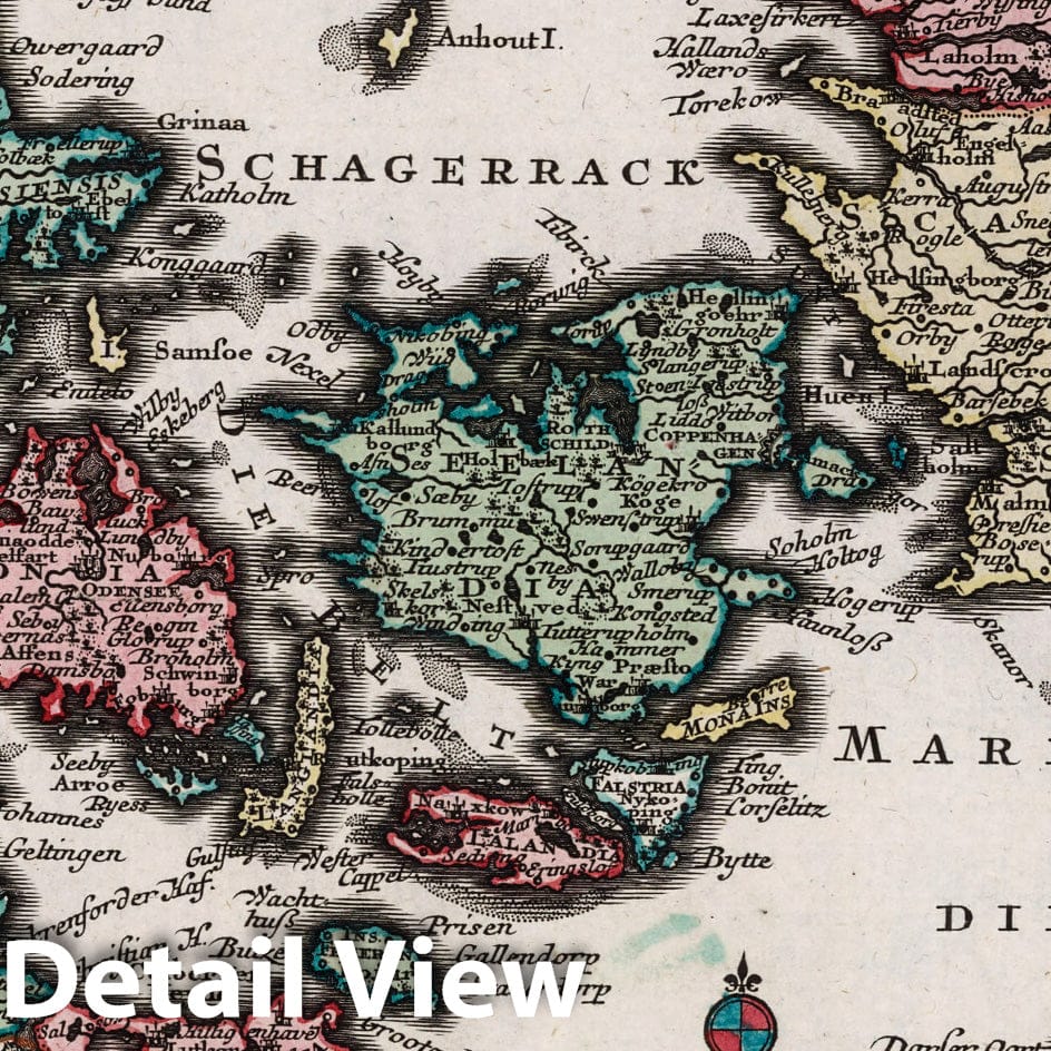 Denmark - Historical Map Print, 1744 - Seutter Atlas Plate