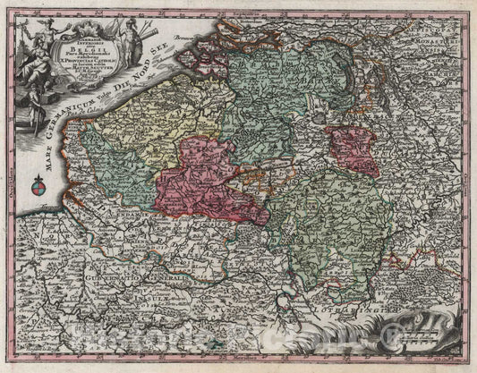 Historic Map : Belgium,Germaniae Inferioris sive Belgii Pars Meridionalis 1744 , Vintage Wall Art