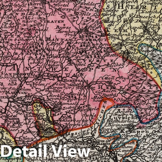Duchy of Brabant and Adjacent Provinces - 1744 Historical Map Print