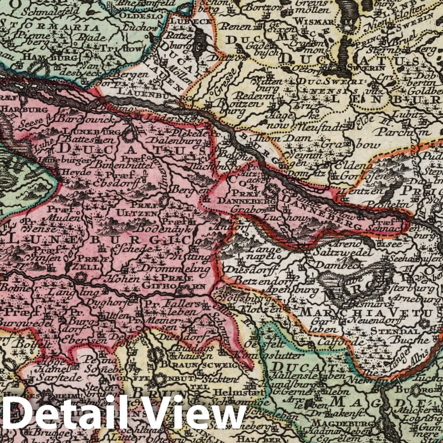 Lower Saxony, Germany - Historical Map Print, 1744