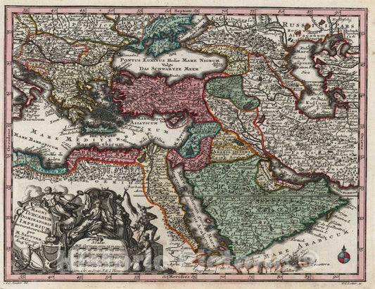 Historic Map : World Atlas Map, Magni Turcarum dominatoris imperium 1744 - Vintage Wall Art