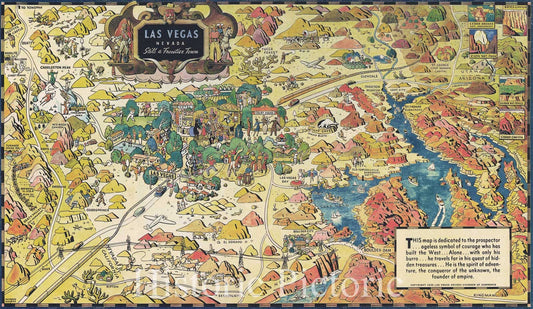 Historic Map : Pocket Map, Las Vegas Nevada Still a Frontier Town 1939 - Vintage Wall Art