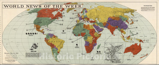 Historic Map : World news of the week. Monday, Dec. 18, 1950 1950 - Vintage Wall Art