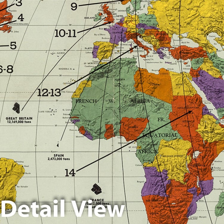 World with Korea Inset - Railroad Map, 1950 - Historical Map Print
