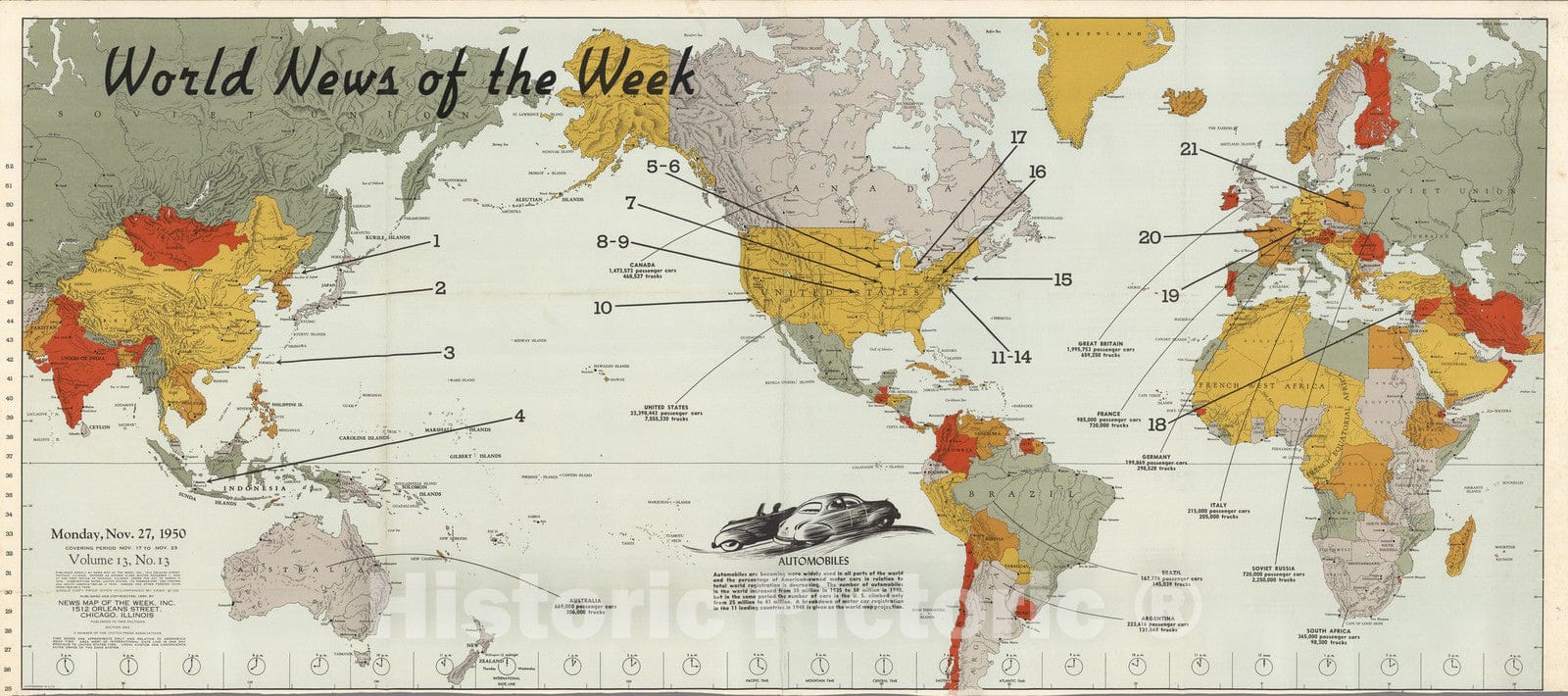 Historic Map : World news of the week. Monday, 1950 - Vintage Wall Art