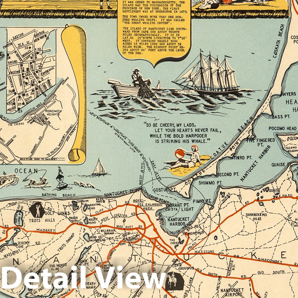 Nantucket Island, Massachusetts - Pictorial Map, 1946