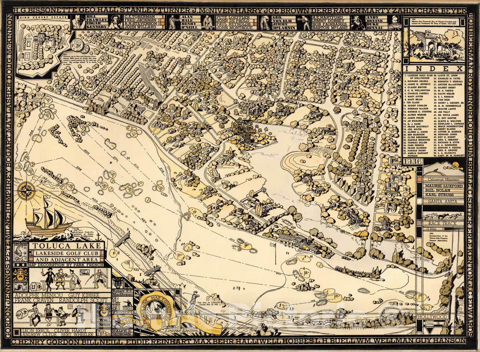 Toluca Lake, California - Pictorial Map, 1936