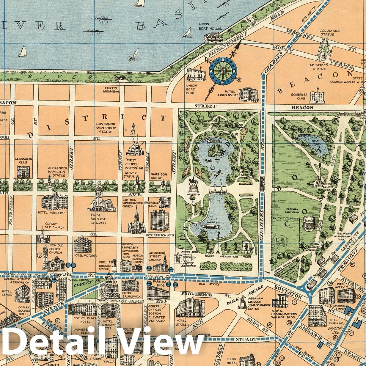 Boston, Massachusetts - Pictorial Map, 1930