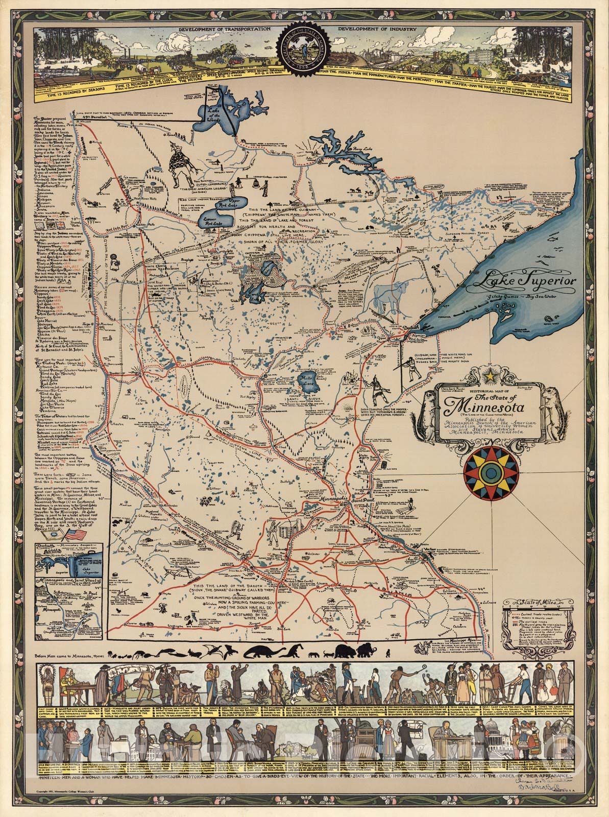 Minnesota - Pictorial Map, 1931 - Historical Map Print