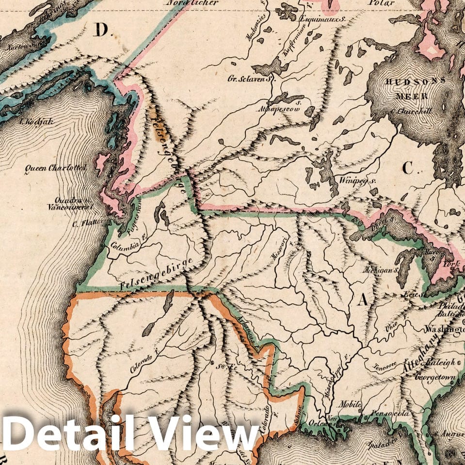 North America 1830 - Historical Map Print from Von Schlieben's Atlas