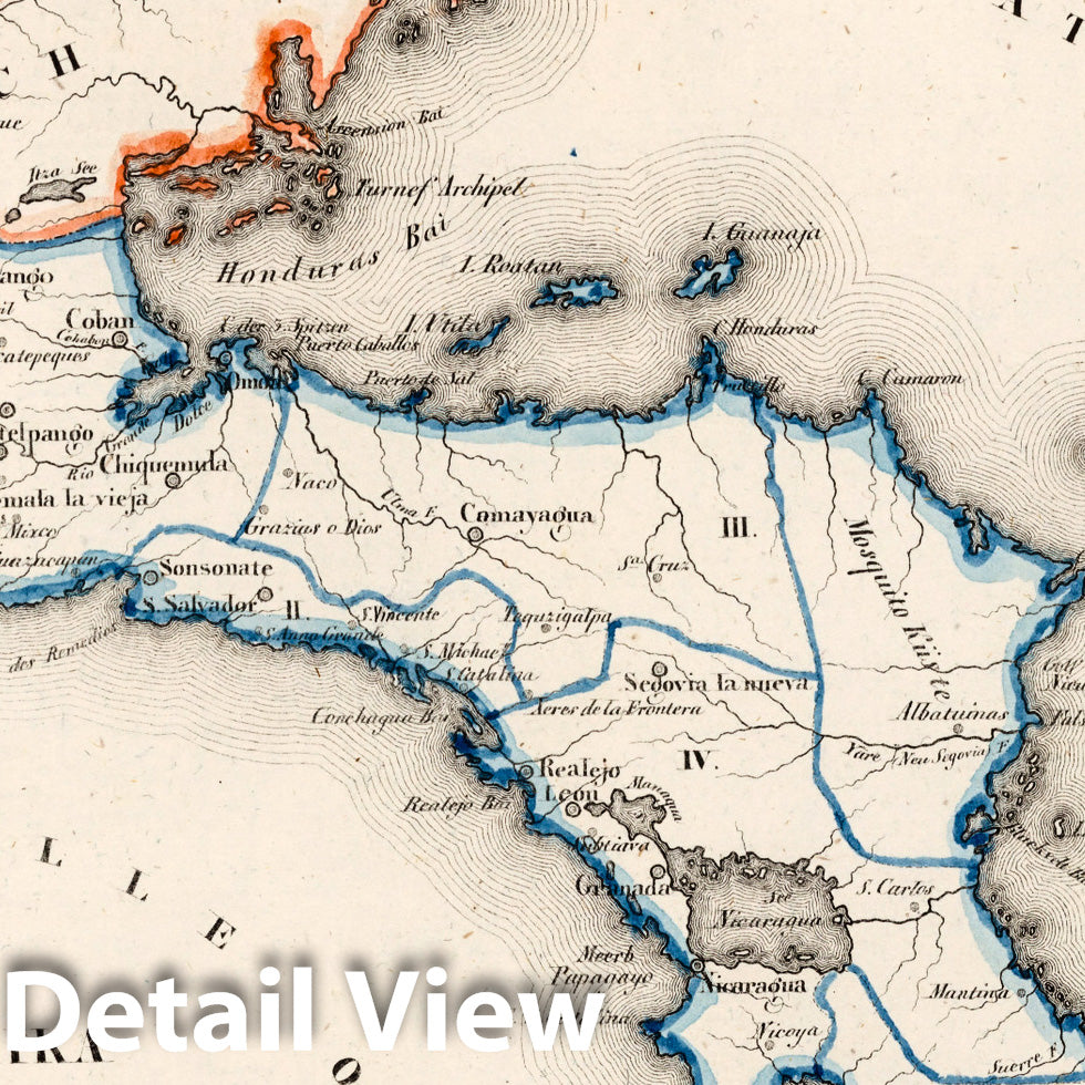 Central America and Guatemala, 1830 - Historical Map Print