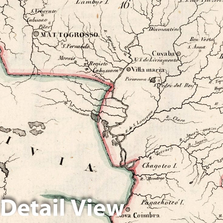 Mato Grosso, Brazil 1830 - Historical Map Print