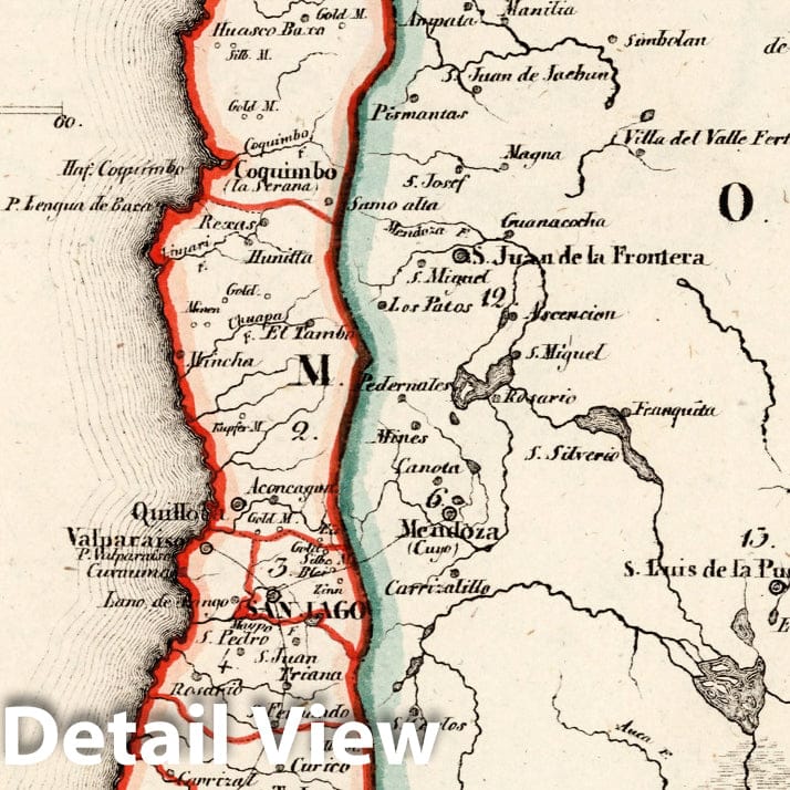 Chile and Argentina, 1830 - Historical Map Print