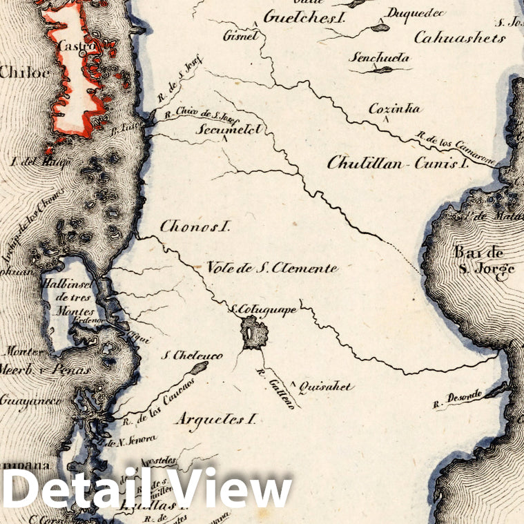 Patagonia with South Polar Lands and Falkland Islands, 1830 - Historical Map Print