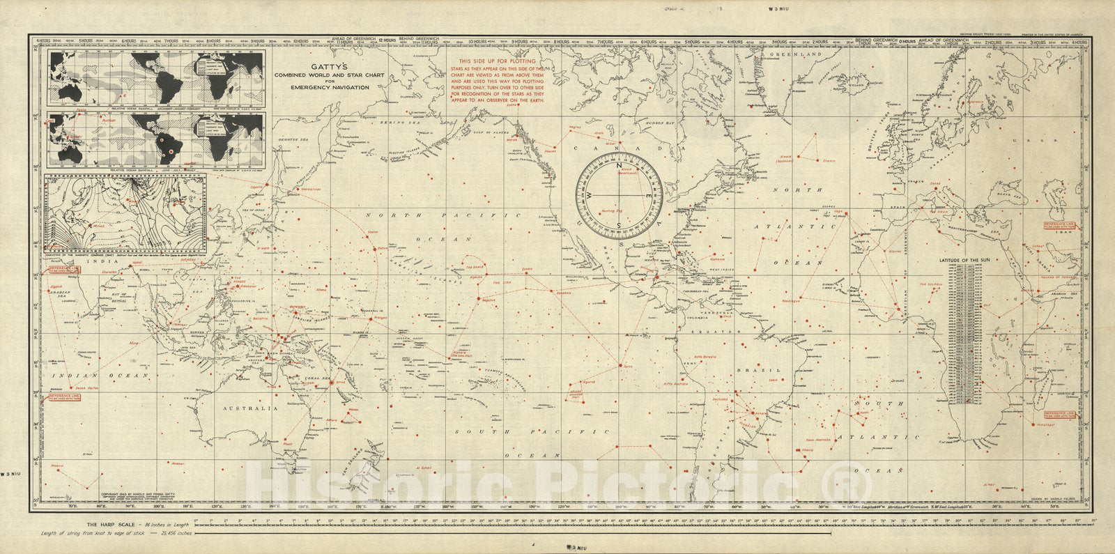 World - Nautical Chart, 1943 - Historical Map Print
