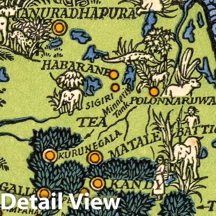 Sri Lanka - Pictorial Map, 1934 - Historical Map Reproduction