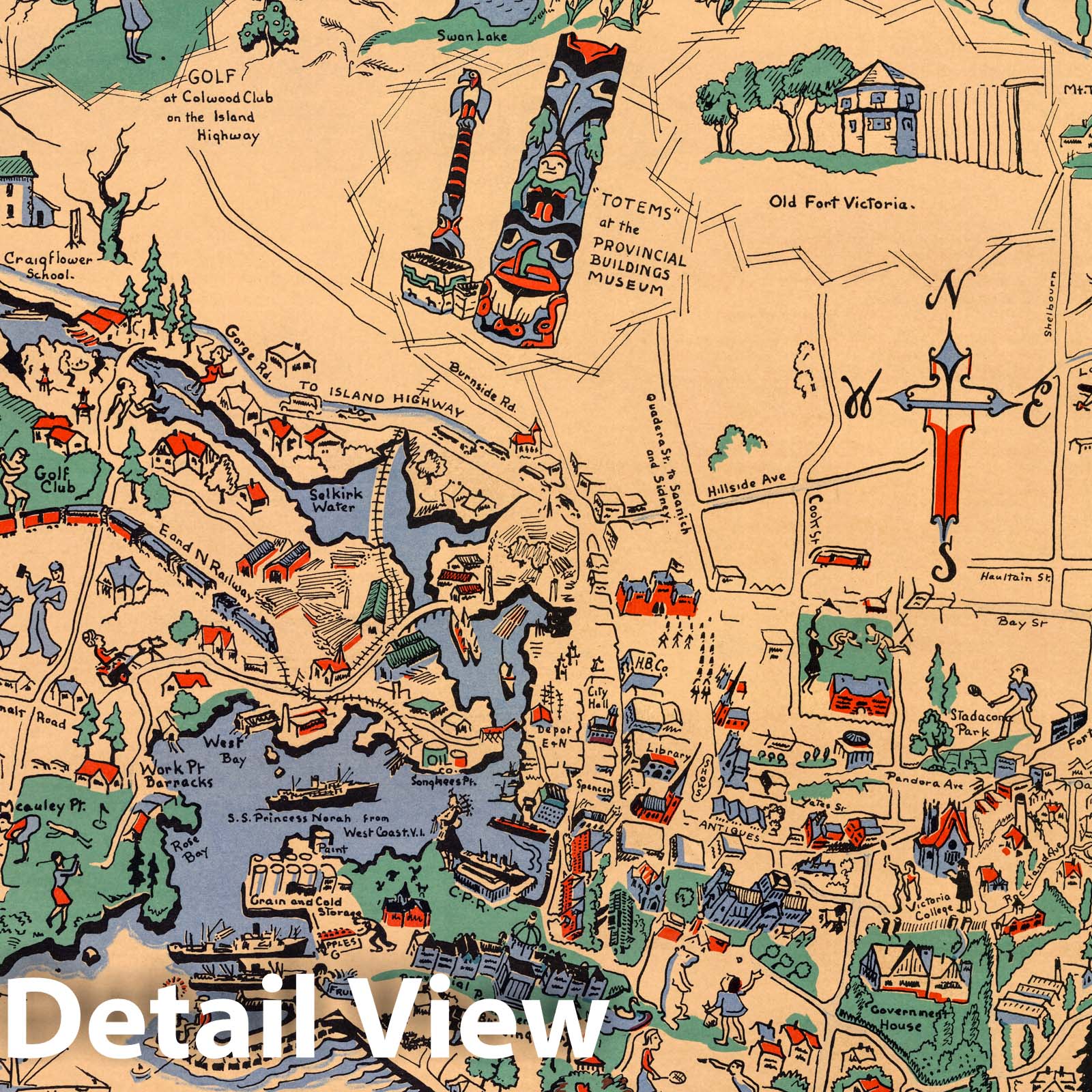 Victoria, British Columbia - Pictorial Map, 1939