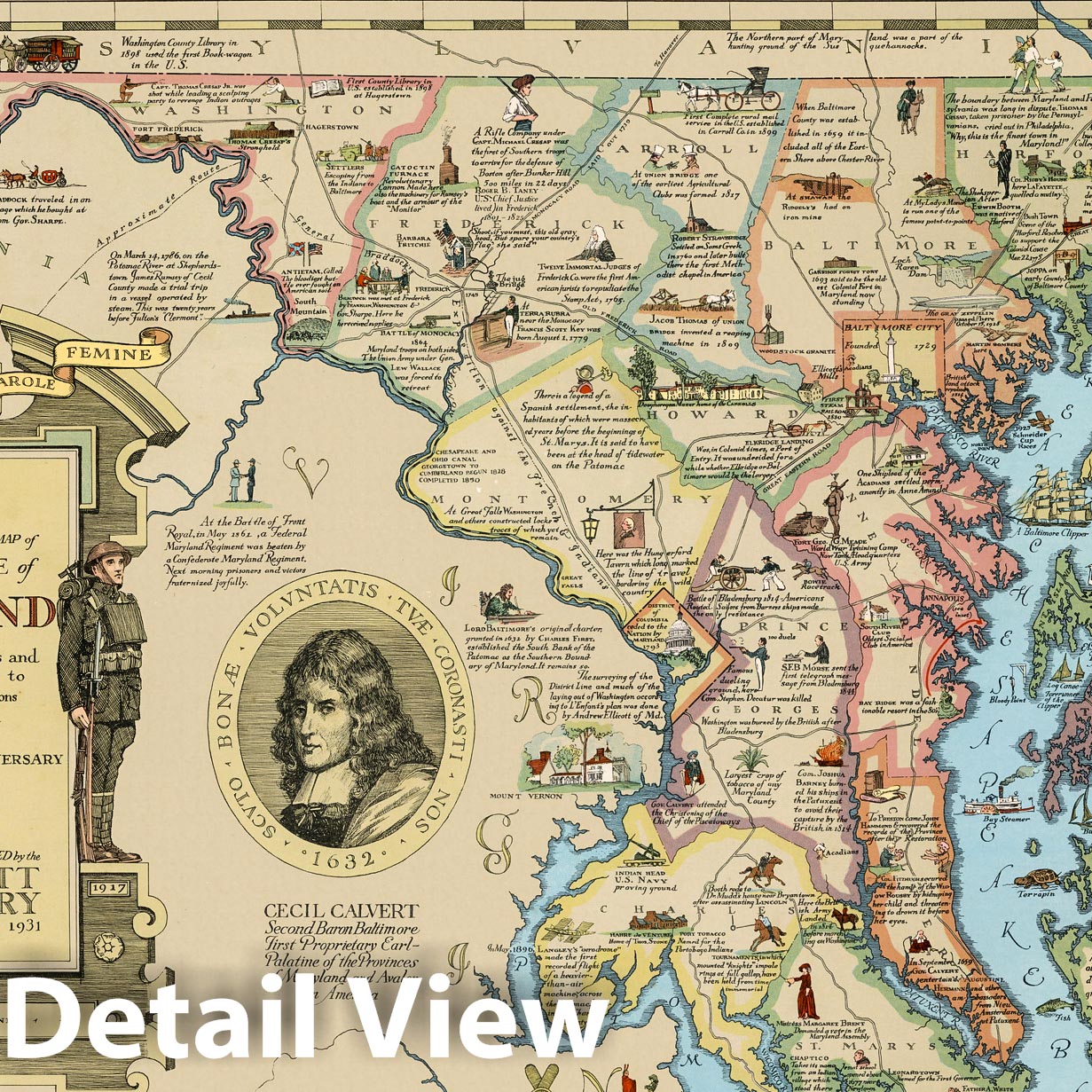 Maryland - Pictorial Map, 1931 - Historical Map Reproduction