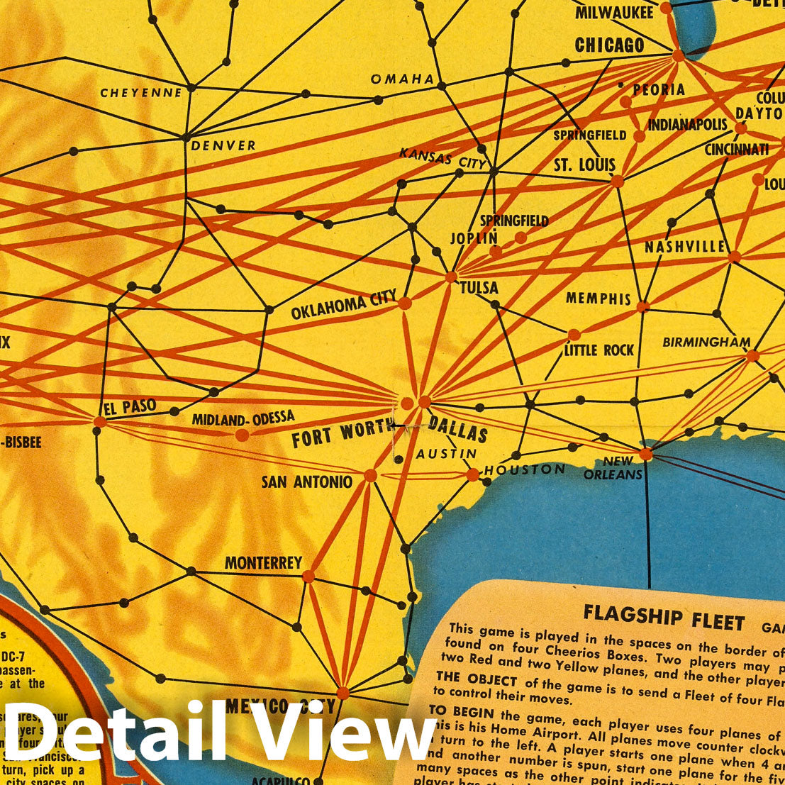 American Airlines - World Airline Routes, 1955 - Historical Map Print