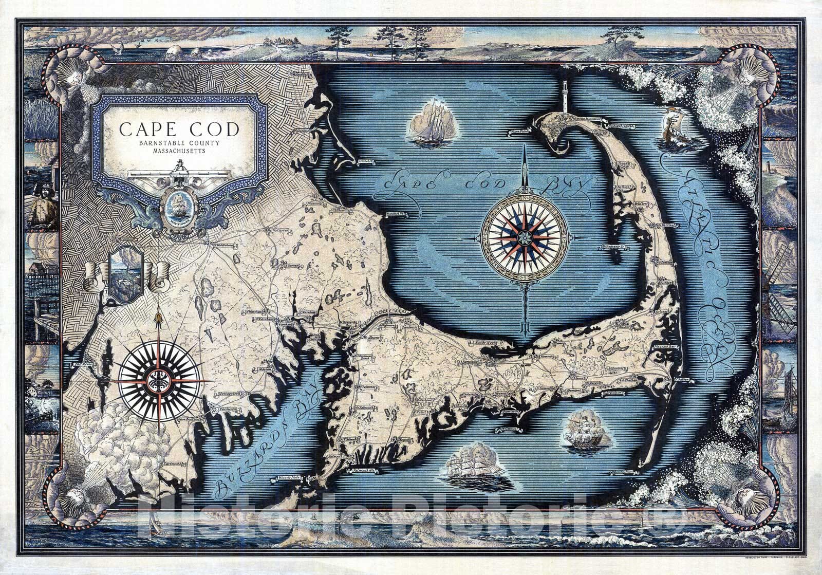 Cape Cod, Massachusetts - Pictorial Map, 1931